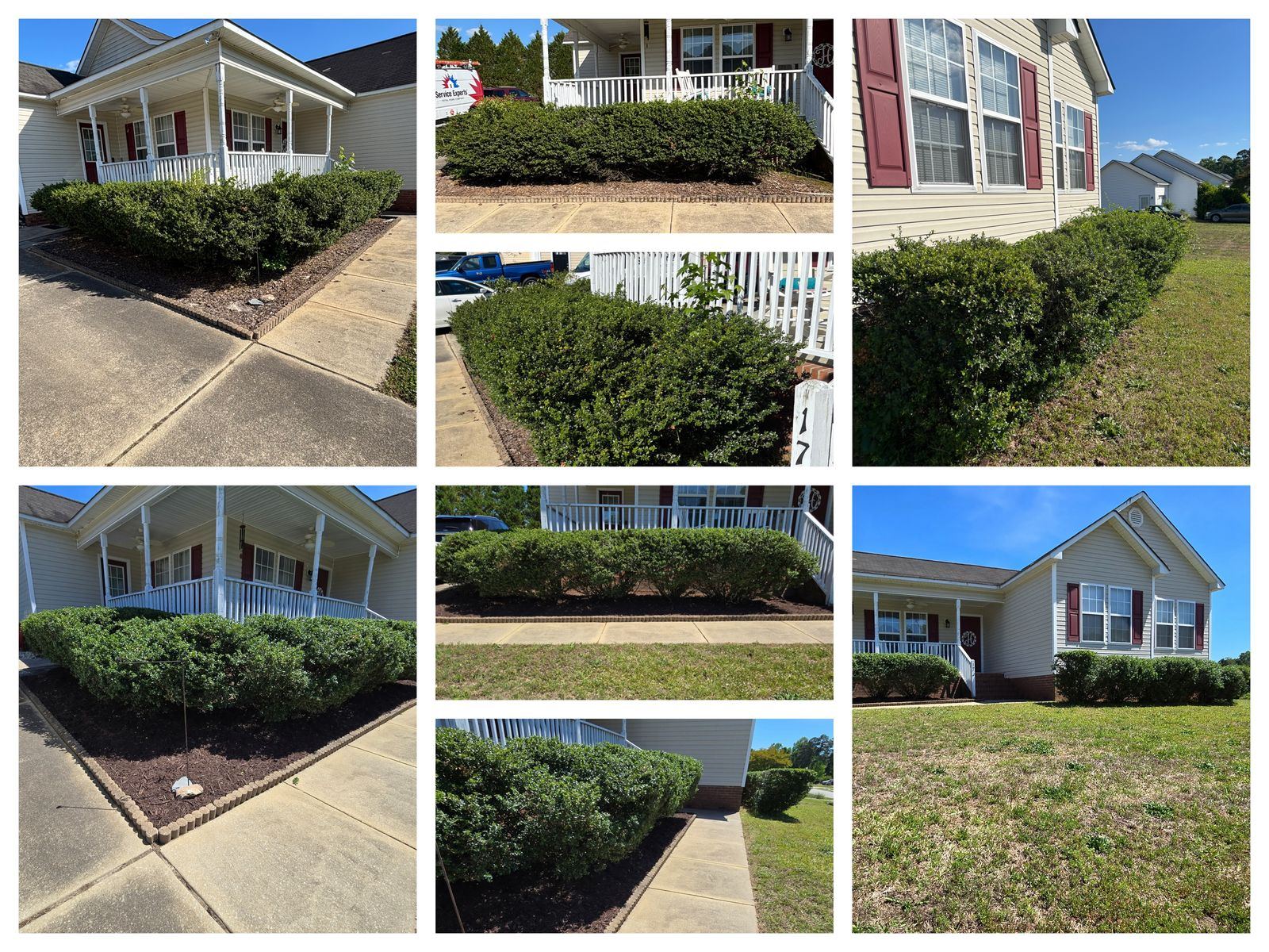 Shrub trimming & bed cleanup β vinyl house
